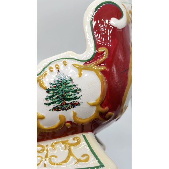 Vintage Spode Christmas Tree Santa’s Sleigh Decorative Candy Bowl & FREE Plate - Picture 8 of 16
